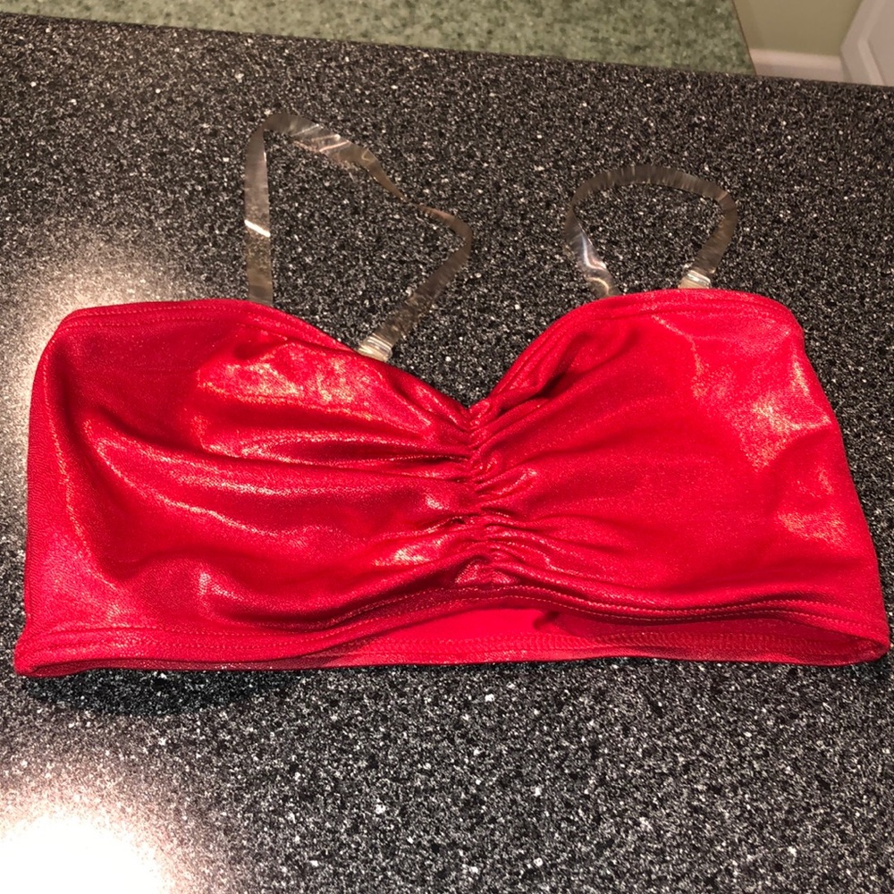 Metallic Red Bandeau Top